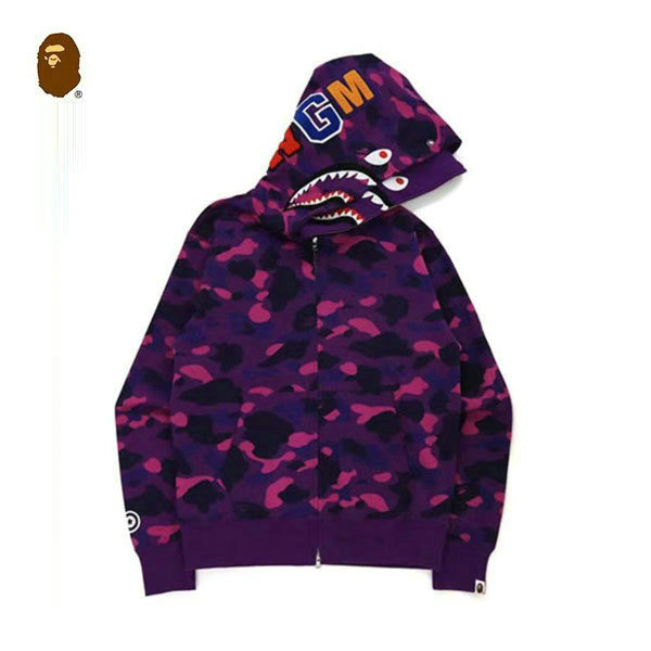 %E5%BE%AE%E4%BF%A1%E5%9B%BE%E7%89%87 20221222150316 109098.jpg 09 - BAPE 雙帽迷彩鯊魚寬鬆連帽拉鏈衛衣外套 男女同款 紫迷彩#透氣舒適