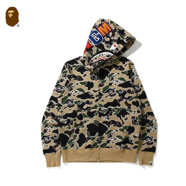 1 - BAPE Sta Camo Shark Zip Hoodie 迷彩鯊魚拉鏈連帽衛衣 男女同款 黃/綠#優質爆款