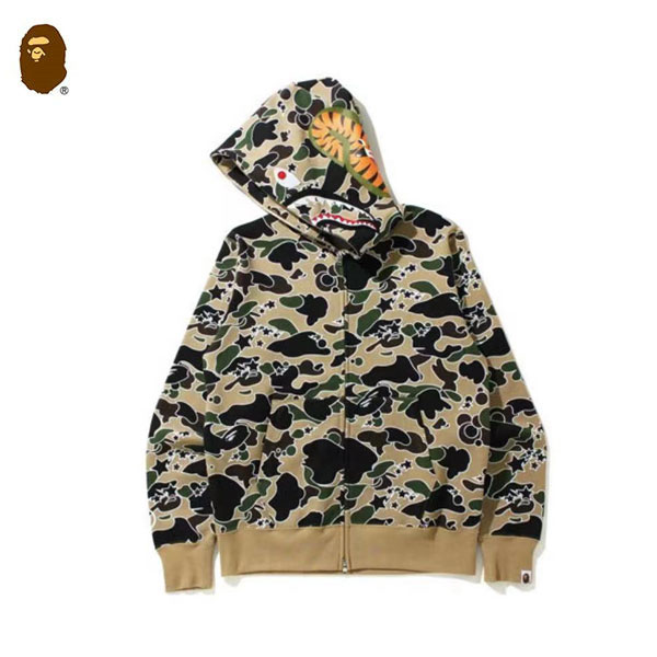 2 - BAPE Sta Camo Shark Zip Hoodie 迷彩鯊魚拉鏈連帽衛衣 男女同款 黃/綠#優質爆款