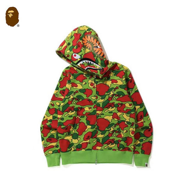 3 - BAPE Sta Camo Shark Zip Hoodie 迷彩鯊魚拉鏈連帽衛衣 男女同款 黃/綠#優質爆款