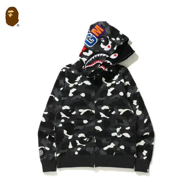 NB.jpg98.jpg756 - BAPE 城市夜光迷彩鯊魚雙連帽衛衣外套 黑/白#時尚必備