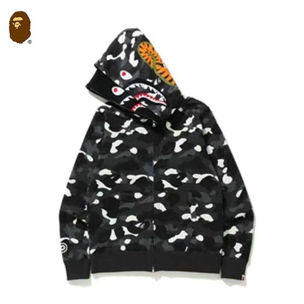 NB.jpg98.jpg76 - BAPE 城市夜光迷彩鯊魚雙連帽衛衣外套 黑/白#時尚必備