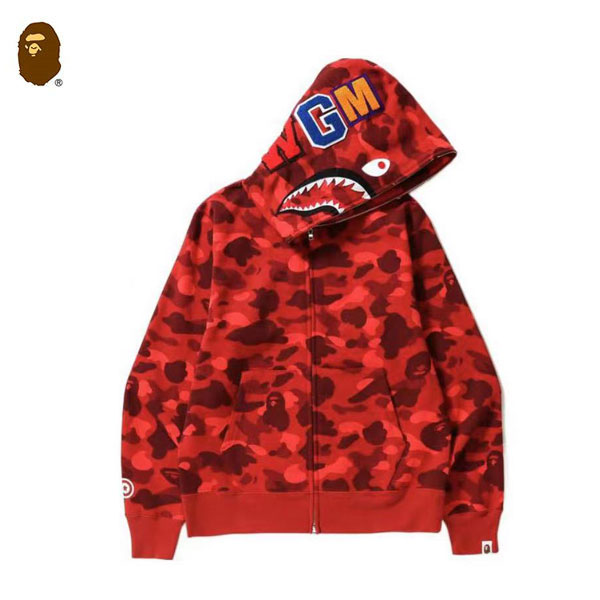 NB.jpg98.jpg9875 - BAPE Sta Camo Shark Zip Hoodie 迷彩鯊魚拉鏈連帽衛衣 男女同款 黑/紅#瘋狂搶購