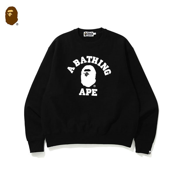 NB.jpg98 - BAPE 經典猿人頭字母印花長袖衛衣 男女同款 黑色#現貨供應