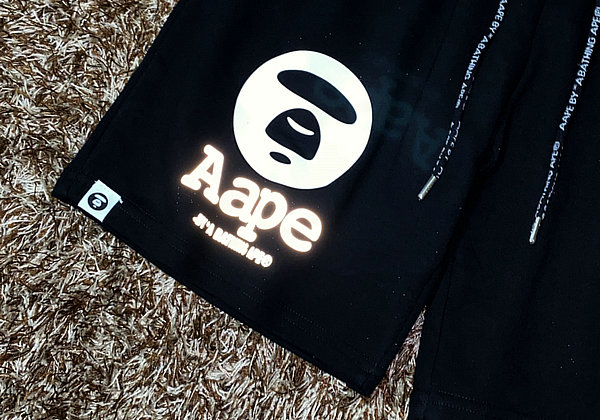 最高品質#2022熱銷 Aape 字母 猿人頭 短褲 男女同款 黑色