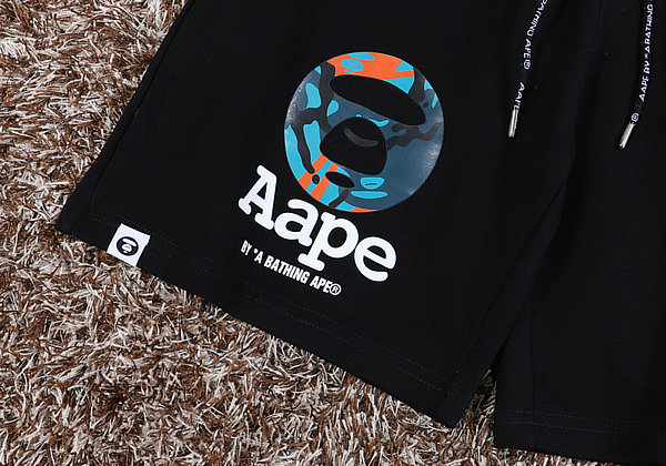 最高品質#2022熱銷 Aape 字母 猿人頭 短褲 男女同款 黑色