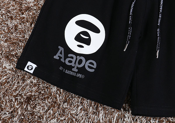 最高品質#2022熱銷 Aape 字母 猿人頭 短褲 男女同款 黑色