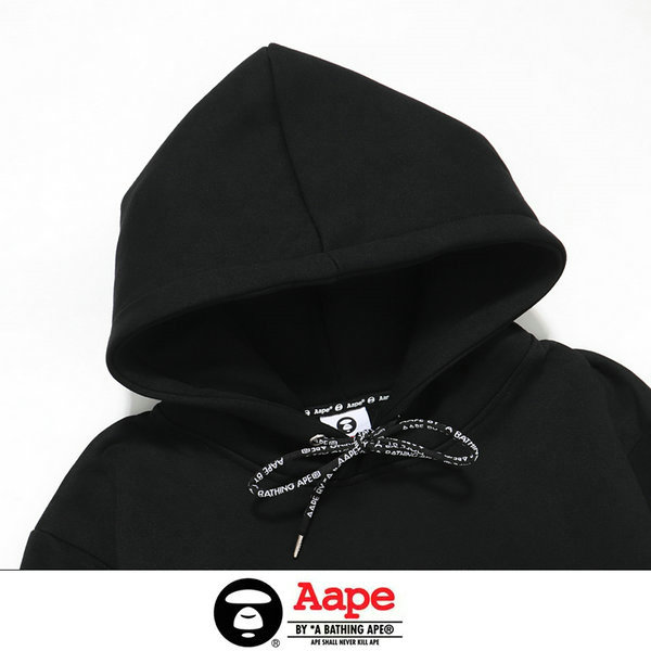 IMG 5289 3 - Aape 經典小LOGO秋冬猿人頭字母刺繡休閑連帽加絨衛衣 男女同款 黑色#品質嚴選