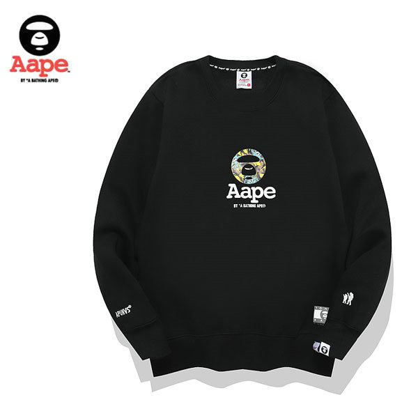 TRE 09 1 - AAPE 經典迷彩猿顏小LOGO字母印花衛衣 男女同款 黑/白#好穿舒適